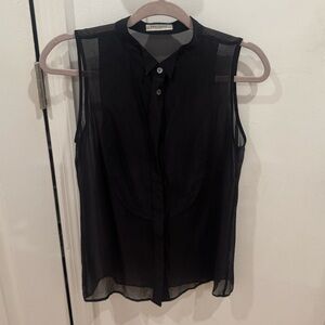 Equipment Sleeveless Black Sheer Blouse